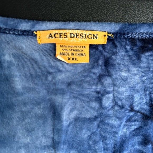 Aces Design Women’s XXL Blue Tie Dye Sequin V Neck Top Stretch Hippie Bohemian - Picture 6 of 11
